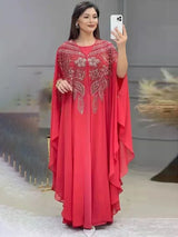 Damen Dubai Luxus Chiffon Boubou – Muslimisches Modekleid – Kaftan Marokkanisches Hochzeits-Partykleid
