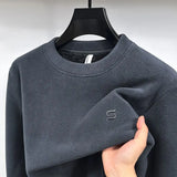 Herren verdickter Fleece-Pullover aus Wolle – Halbhoher Kragen Thermo-Sweatshirt