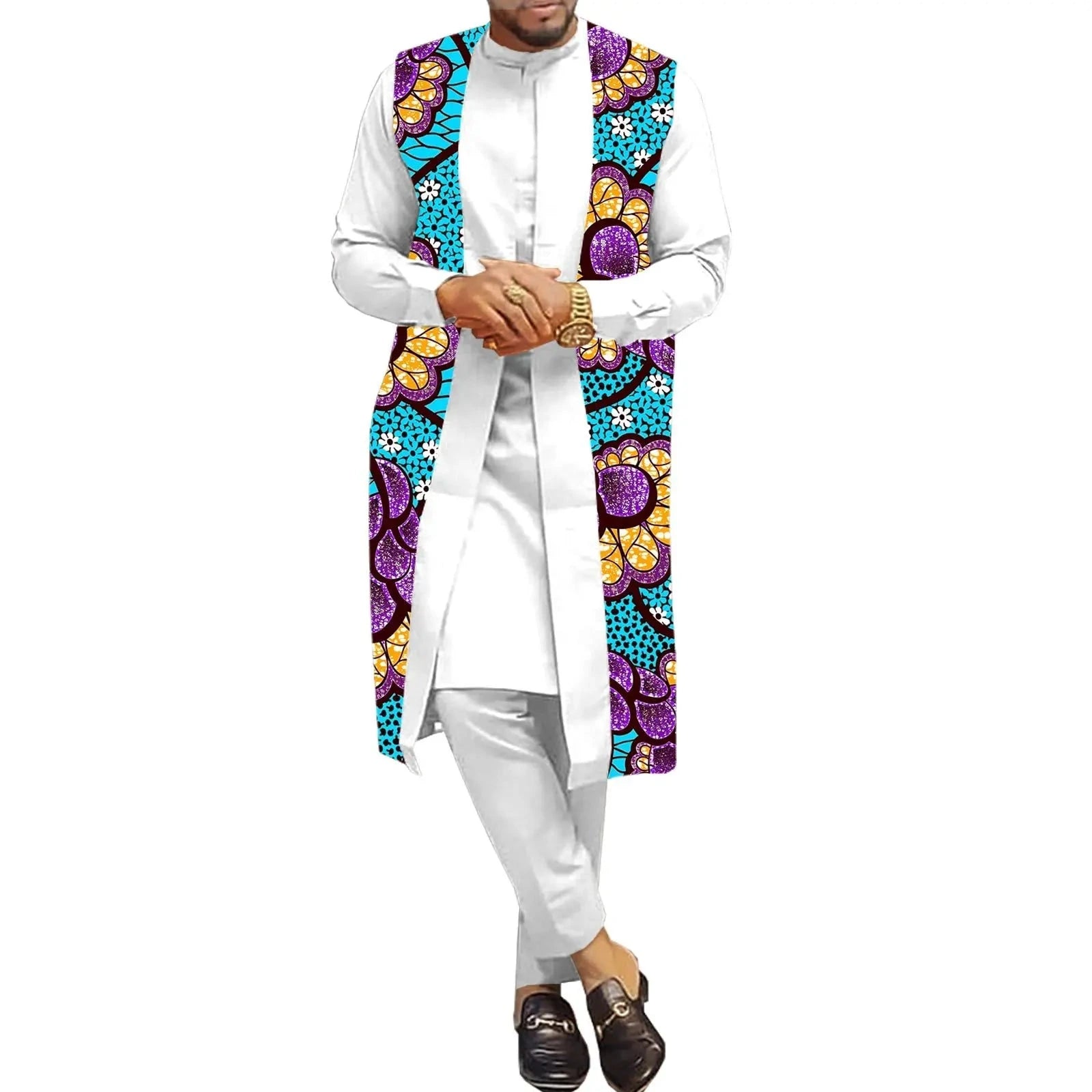 The "Legacy" Sovereign Suit: Bold 3-Piece African Print Set | Tailored Dashiki Coat, Inner Shirt & Trousers