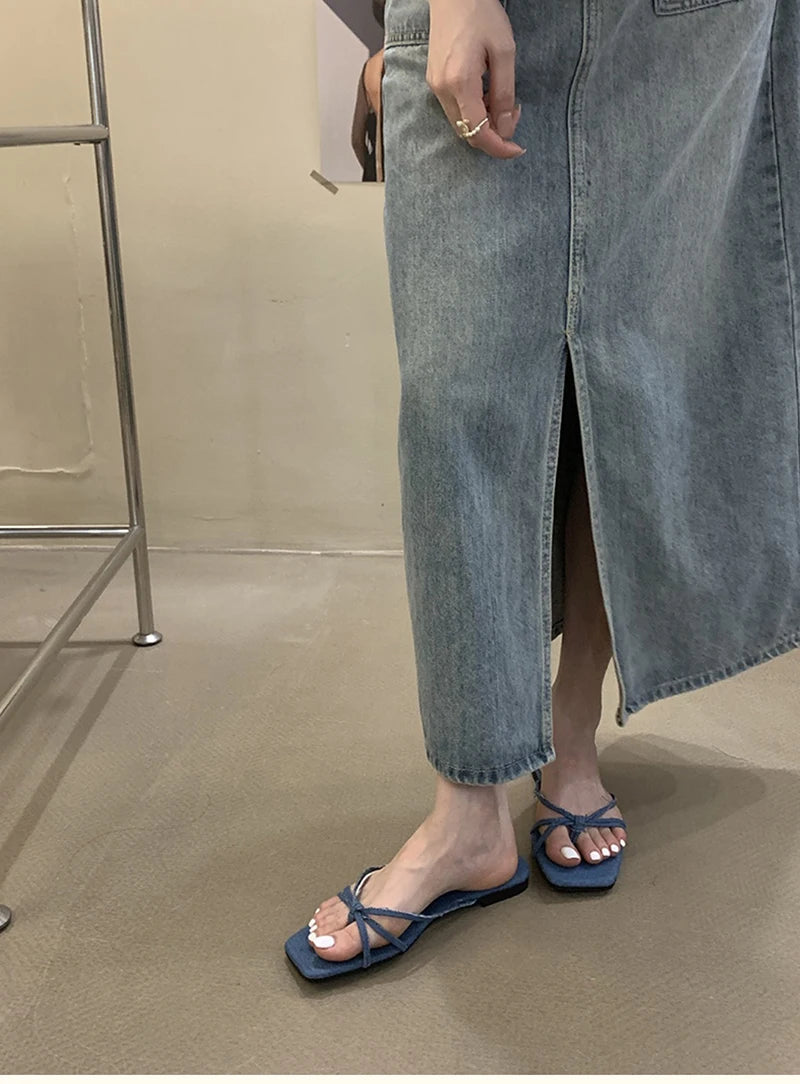 Damen Bequeme Strand-Flip-Flops – Lässige Slip-On-Pantoletten, Modische Anzieh-Slides