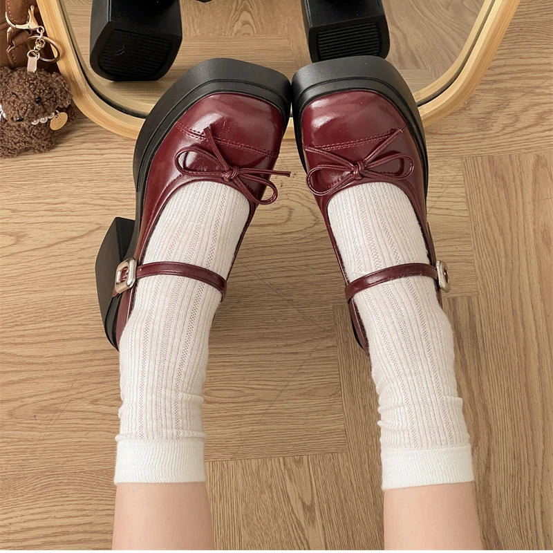 Damen Plateau Mary Jane Schuhe – Dicke High Heel Pumps