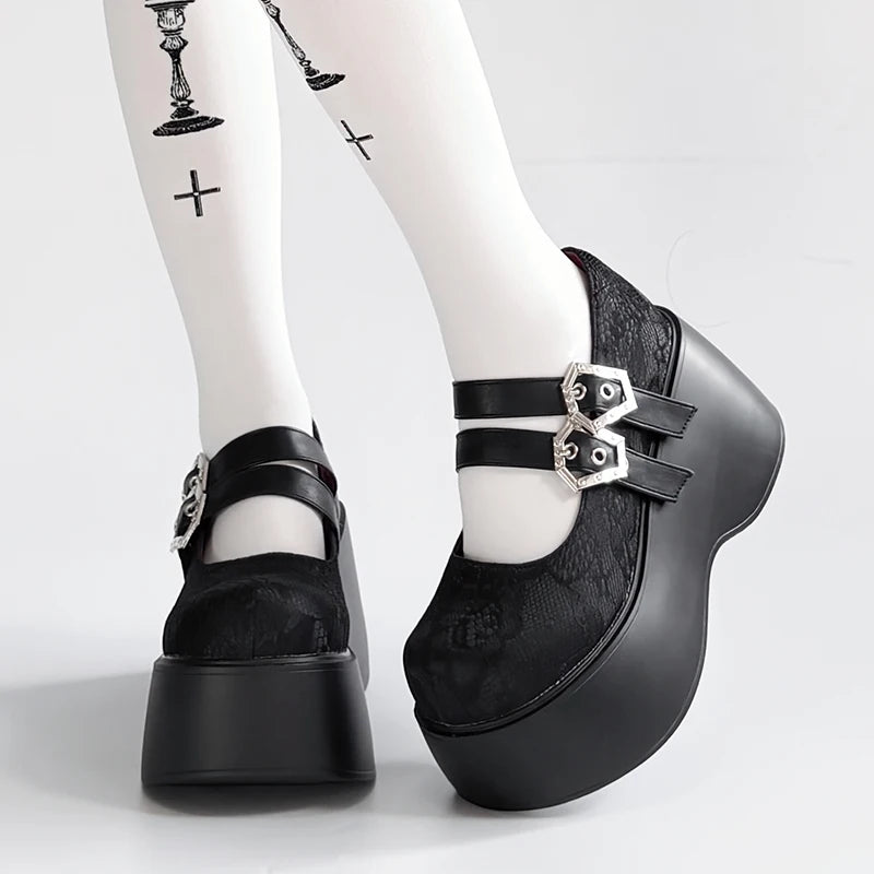 Nameless Witch 2.0 Gothic Platform Wedge Mary Janes