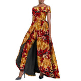 High-Split Long Dress and Ankara Pants, Traditional Dashiki Wax Print Outfit