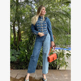 Napoleon Militärjacke für Damen – Blazer mit Strick-Patchwork und Knopfleiste