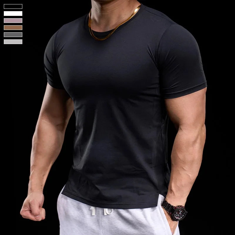 Herren hochelastisches Fitness-Trainings-T-Shirt | Atmungsaktives, eng anliegendes Sport-Laufshirt