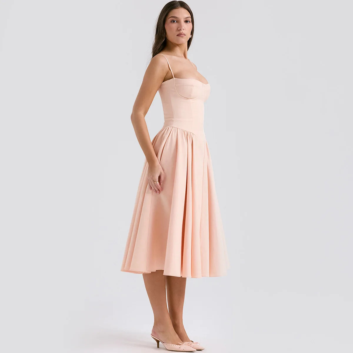Women's Elegant Spaghetti Strap Midi Dress