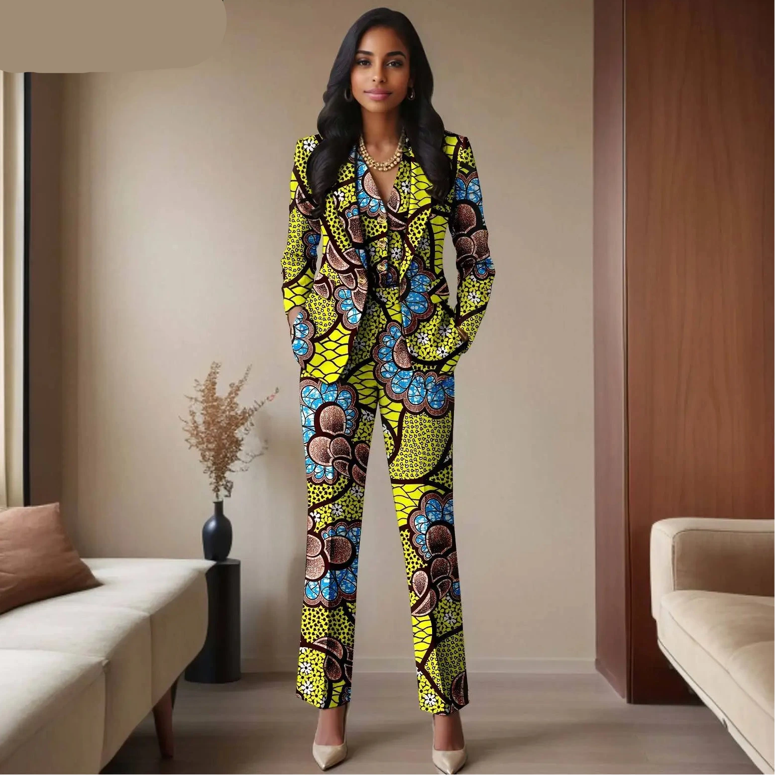 Das „Legacy“ Executive Set: Lebhafter 3-teiliger Anzug aus Ankara | Einreihiger Blazer, passende Weste & hoch geschnittene Hose