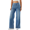 Women’s Wide-Leg Denim Jeans – Elastic Waist Long Straight Trousers