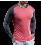 Men’s Gym Fitness Display Long Sleeve T-Shirt | Elastic Moisture Wicking Tights