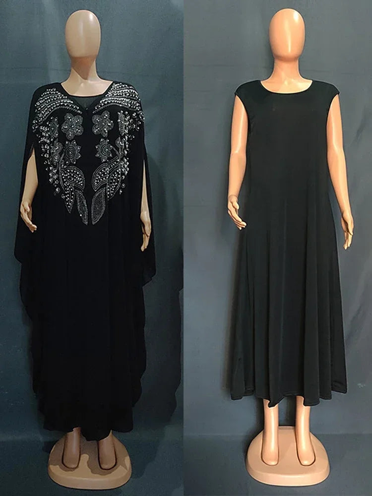 Damen Dubai Luxus Chiffon Boubou – Muslimisches Modekleid – Kaftan Marokkanisches Hochzeits-Partykleid