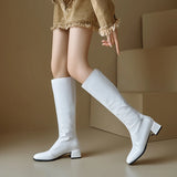 Damen kniehohe Stiefel – Winterstiefel mit niedrigem Absatz