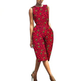 African Print Jumpsuit for Women | Sleeveless Bazin Riche Knee-Length Romper