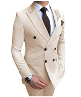 Herren Zweiteiliger Zweireiher-Anzug – Slim Fit Sakko mit fallendem Revers, legerer Smoking