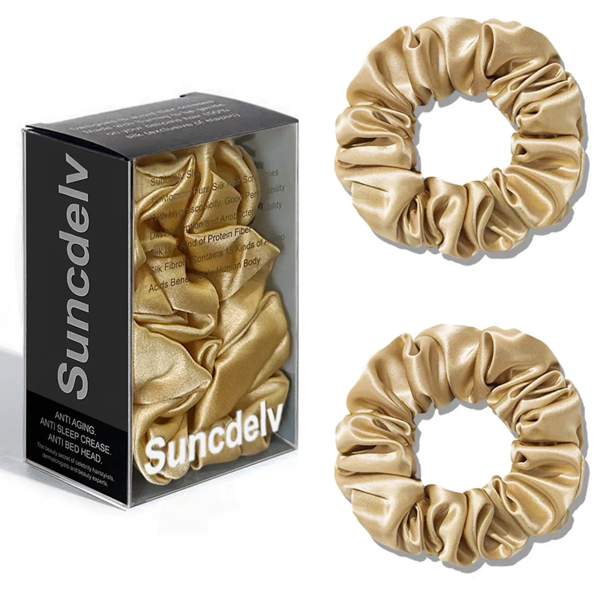 The "Silk-Glow" Duo: 2Pcs Pure 22 Momme Natural Silk Scrunchies