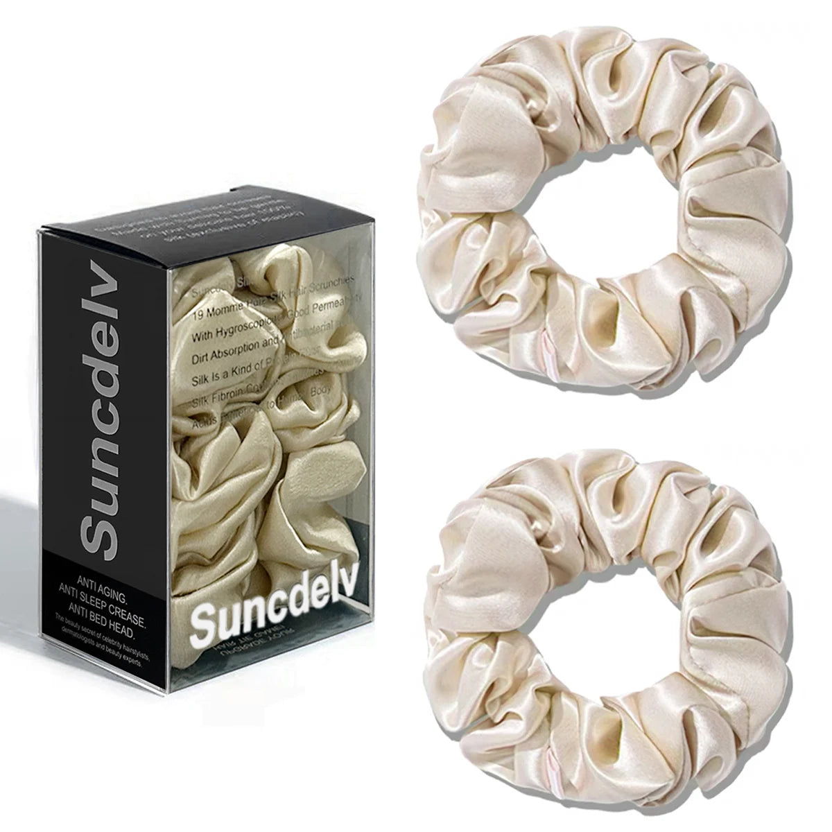 The "Silk-Glow" Duo: 2Pcs Pure 22 Momme Natural Silk Scrunchies