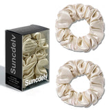The "Silk-Glow" Duo: 2Pcs Pure 22 Momme Natural Silk Scrunchies