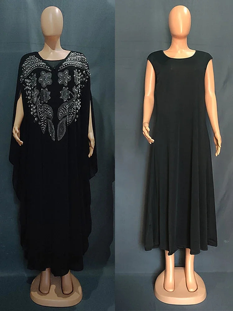Damen Dubai Luxus Chiffon Boubou – Muslimisches Modekleid – Kaftan Marokkanisches Hochzeits-Partykleid