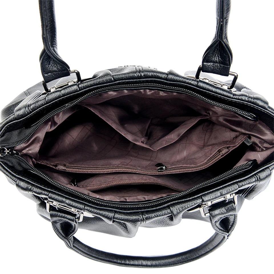 Damen-Einkaufstasche aus echtem weichem Leder – Luxuriöse Handtasche mit großem Fassungsvermögen