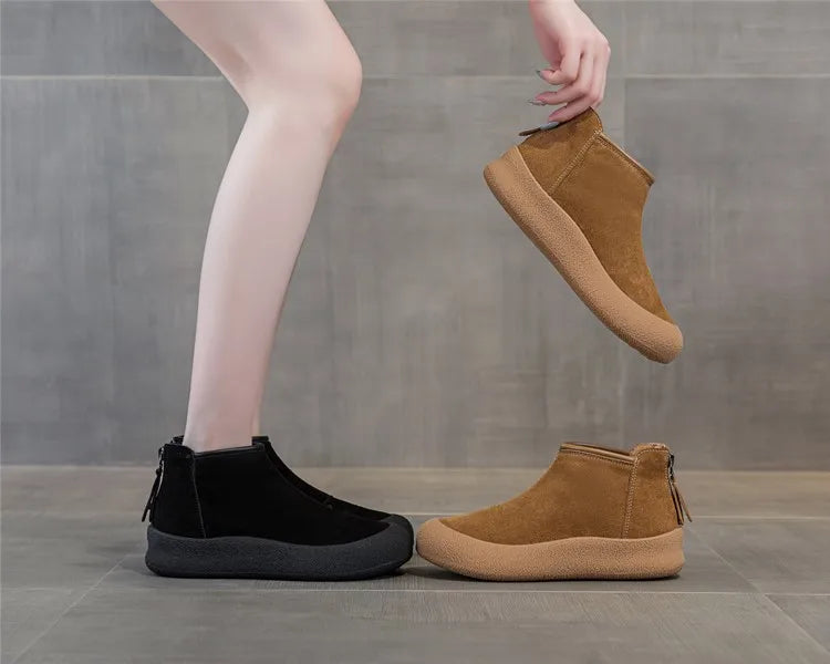 Women’s Genuine Leather Snow Boots – Thickened Warm Winter Boots