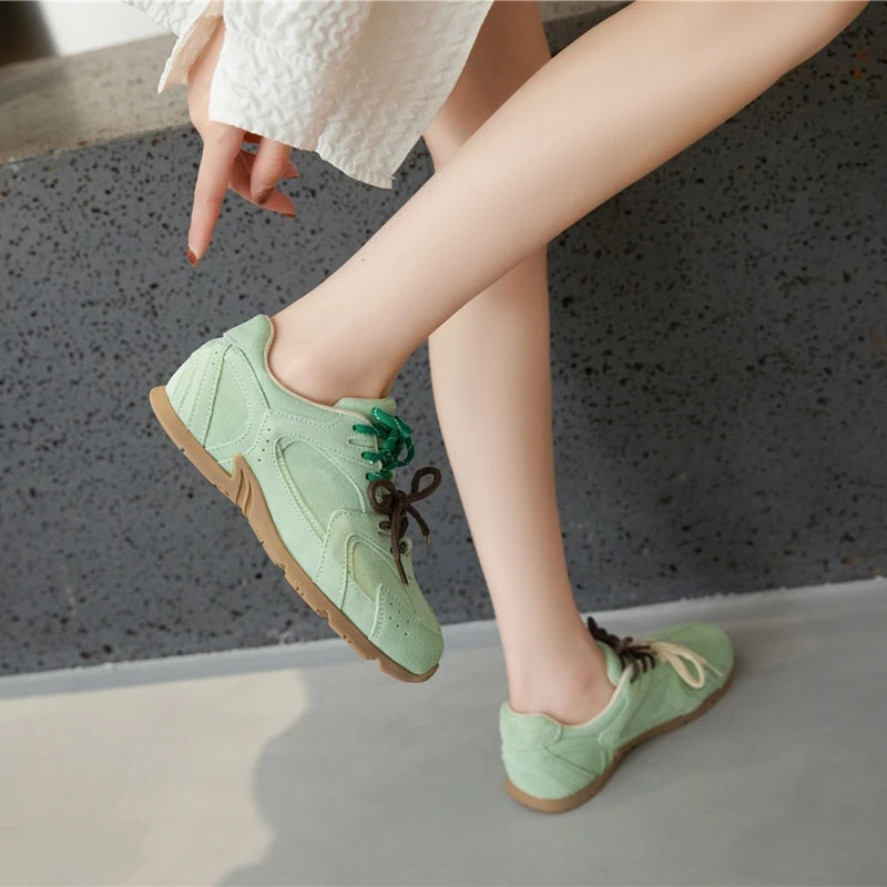Women’s Genuine Leather German Training Shoes – Winter Velvet Fur Lined Sneakers
