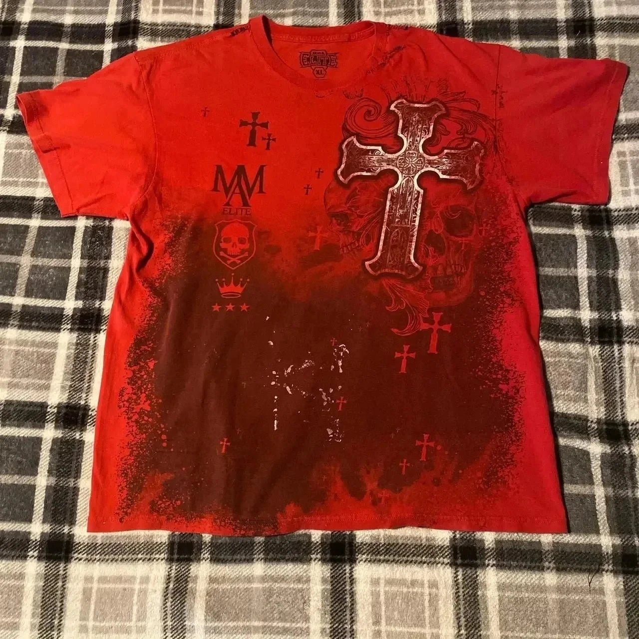 Herren Y2K Gothic Affliction T-Shirt – Baumwoll-T-Shirt mit dunklem Flügelprint