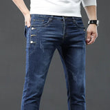 Vintage Snowflake Wash Jeans | Men's Designer Korean Fashion Slim Denim