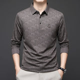 Herren Langarm-Poloshirt mit Abzeichen – Business Casual Uni-Oberteil