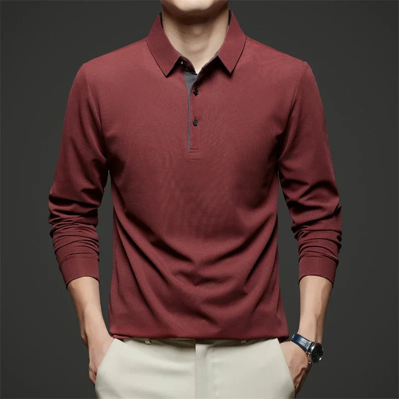 Herren Langarm-Poloshirt – Business Casual Uni-Oberteil
