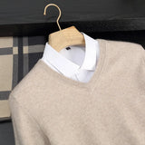 Herren Pullover aus 100 % reinem Kaschmir – Herbst Winter verdickter V-Ausschnitt Pullover