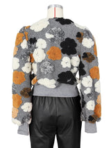 The Botanical Bloom: 3D Blumen-Patchwork-Jacke – Luxuriöser strukturierter Puffärmel-Mantel