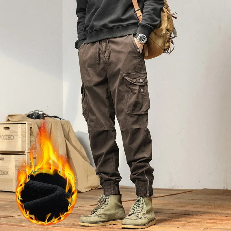 Men’s Winter Y2K Harem Tactical Utility Fleece Cargo Pants