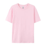Damen Essential Solid T-Shirt: Relaxed Fit Premium-Baumwoll-Kurzarm-Oberteil
