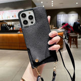 Crossbody Wallet Case for iPhone 17 Air 16 15 14 13 Pro Max | Leather Card Holder