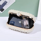 The Ethereal-Glow Bridal Clutch Luxury Pearl & Crystal Beaded Handbag