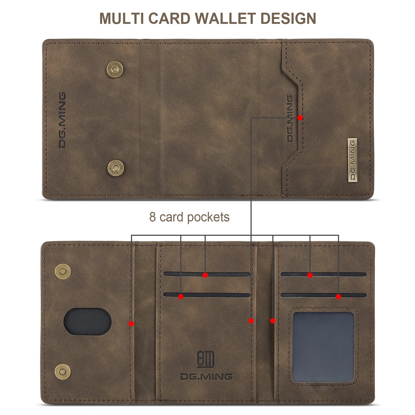 2-in-1 Detachable Magnetic Wallet Case for iPhone 17 16 15 14 Pro Max