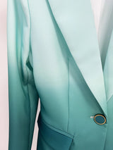 Damen Blazer mit einem Knopfleiste, Ombré-Print & schmal geschnittener Schlaghose
