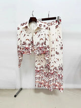 Designer Sea World Print 3-Piece Suit - Women’s Cropped Jacket, Camisole & Pants Set
