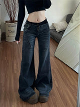 Women’s American Retro Low-Waisted Jeans | New Loose Micro-Flared Denim