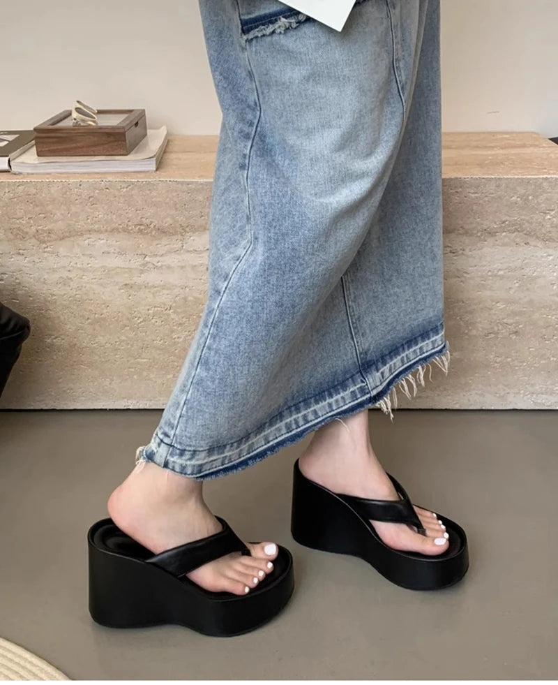 Designer Summer Chunky Slippers – Fashion Platform Wedge Sandals