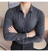 Men’s High Elasticity Seamless Shirt – Top Quality Long Sleeve Slim Fit Casual Shirt