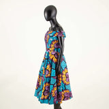 Afrikanisches Ankara-Print Carmen-Kleid | Traditionelle trägerlose afrikanische Kleidung