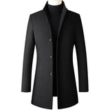 Herren koreanischer Mode Trenchcoat – Business Casual Stehkragen Langer Slim Fit Winter Windbreaker