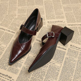 Designer Vintage Damen Mary Jane Schuhe – Modische spitze flache Pumps
