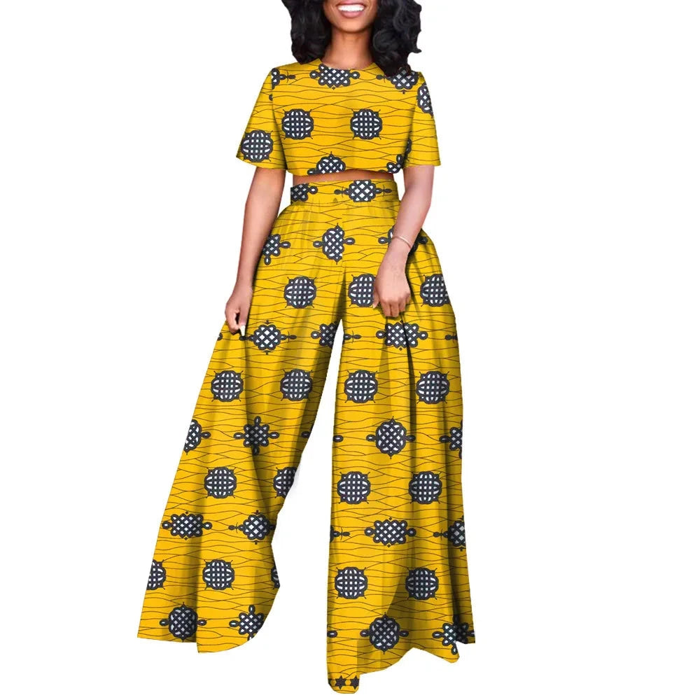 Ankara Print Short Blouse and Pants Tracksuit, Traditional Dashiki Clothing