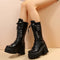Women’s Solid Black Platform Wedge Mid-Calf Boots