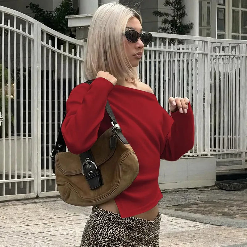 Elegant Strapless Pleated Top – Sexy Slim Fit Long Sleeve Pullover