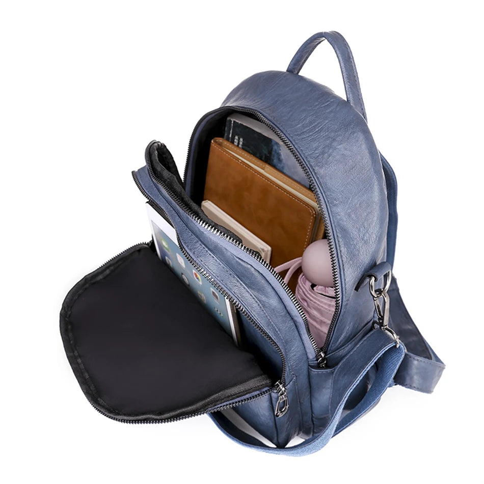 Weiche Damen-Schultertasche aus PU-Leder | Multifunktionaler Reise-Rucksack