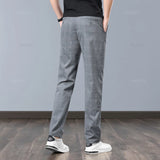 Klassische Herren-Arbeitshose mit Karomuster – Slim Fit Stretch-Businesshose