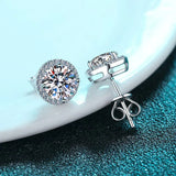 S925 Sterling-Silber Moissanit Ohrstecker für Frauen – 18K Weißgold plattierte Labor-Zucht-Diamant-Ohrringe