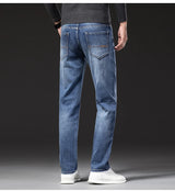 Herren Business Loose Straight Jeans | Fashion Stretch Denim Marken Hosen